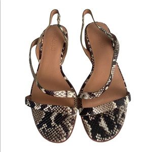 New Madewell Heidi snake print leather slingback sandals size 9